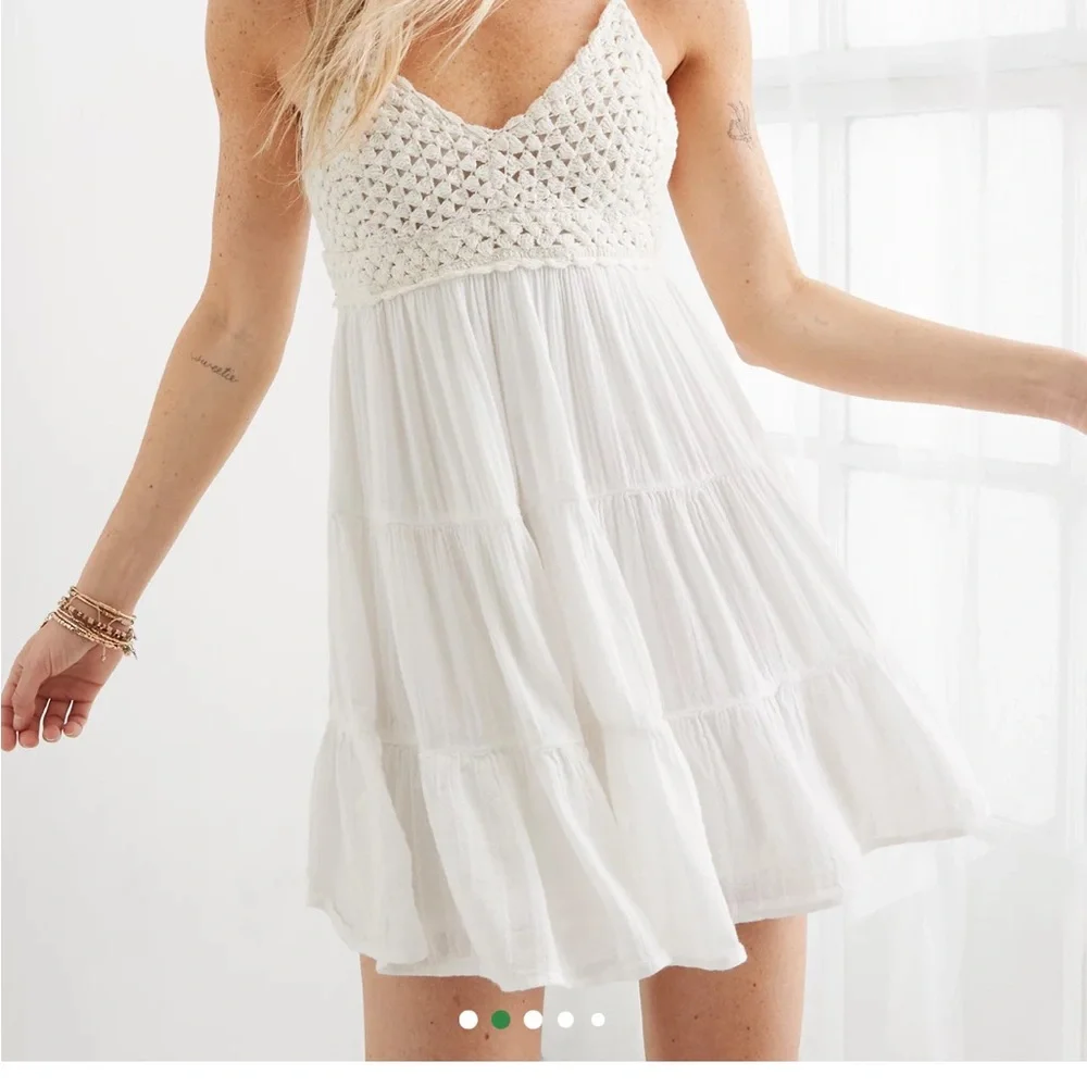 Aerie size large White Crochet Top Dress - Picture 6 of 8